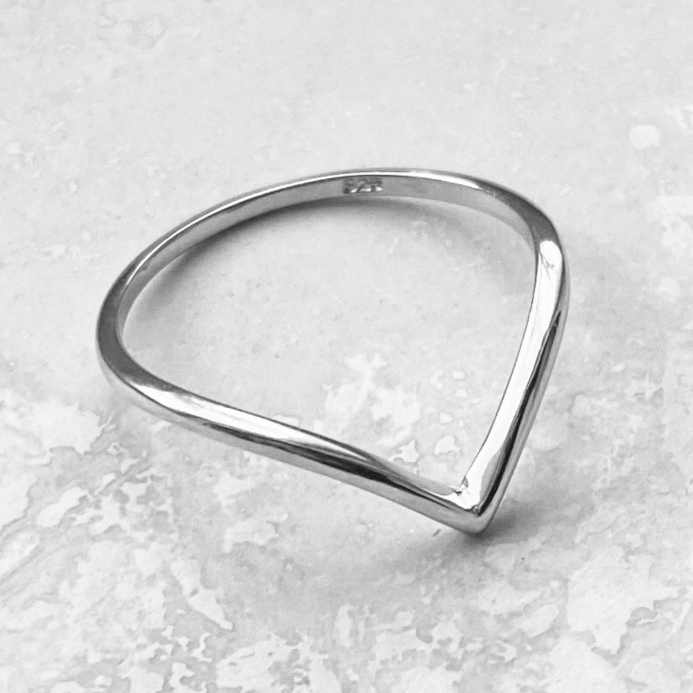 Sterling Silver Deep V Shape Ring, Silver Rings - image 7